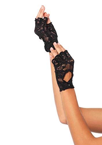 LEG AVENUE Damen Women's Lace Keyhole Fingerless Gloves, Schwarz, Einheitsgröße von LEG AVENUE