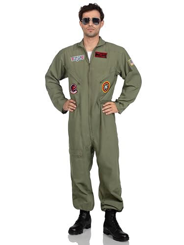 LEG AVENUE Herren Top Gun Flight Suit Costume Kost me in Erwachsenengr e, Khaki/Grün, XL EU von LEG AVENUE