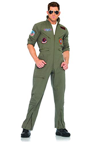 LEG AVENUE Herren Top Gun Flight Suit Costume Kost me in Erwachsenengr e, Khaki/Grün, XL EU von LEG AVENUE