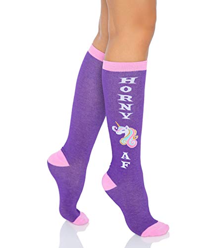 LEG AVENUE Damen Lick Me Kniestrümpfe, violett/pink, Einheitsgröße von LEG AVENUE