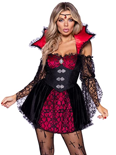 LEG AVENUE Victorian Vampire Damen Kostüm, S (Schwarz Rot) von LEG AVENUE