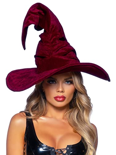 LEG AVENUE Women's Velvet Ruched Witch hat Costume Headwear, Burgund, One Size von LEG AVENUE