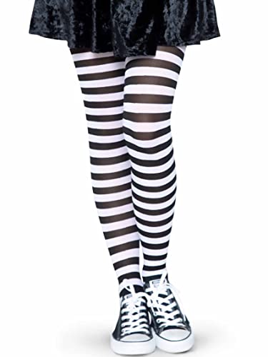 Leg Avenue 7100Q - Plus Größe Gestreiftes Strümpfhose Kostüm Damen Karneval, schwarz/weiß, Größe: (EUR 42-46) von LEG AVENUE