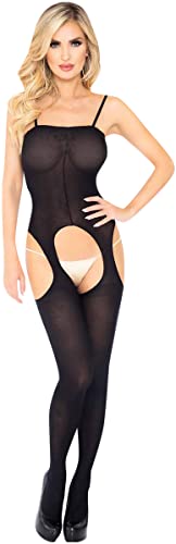 Leg Avenue 8195 - Blickdichtes Catsuit, Einheitsgröße (EUR 36-40), schwarz, Dessous Damen Reizwäsche von LEG AVENUE