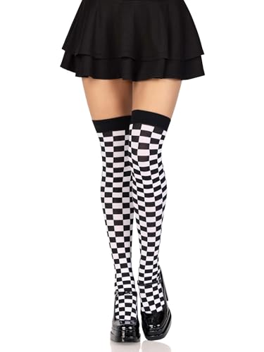 Leg Avenue Damen Harlekin Oberschenkelhöhen Strumpfhose, schwarz, One Size von LEG AVENUE