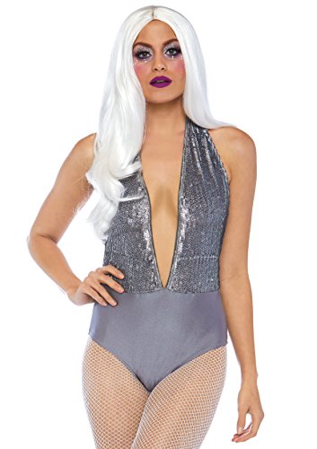 Leg Avenue Damen Shimmer Sequin Halter Erwachsenenkostüme, Grey, S von LEG AVENUE