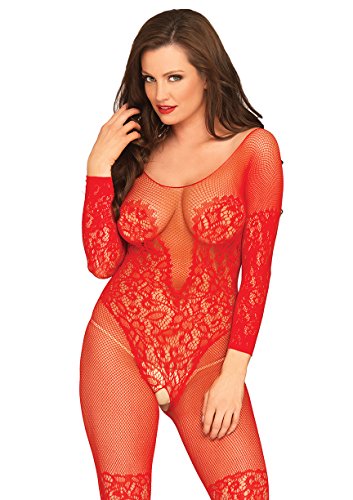 Leg Avenue Damen Vine lace and net Strumpfband, rot, Einheitsgröße von LEG AVENUE