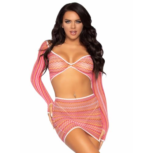 Leg Avenue Damen Zig zag Baselayer-Set, Pink, One Size (2er Pack) von LEG AVENUE