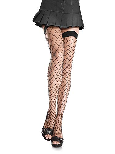 Leg Avenue - Halterlose Netzstrümpfe,Fishnet Overknees - schwarz - one size von LEG AVENUE