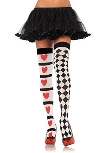 Leg Avenue Harlequin- und Herz- Strümpfe - Overknee - One Size von LEG AVENUE