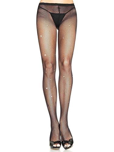Leg Avenue - Spandex Fischnetz Strümpfhose Mit Strass Steine Akzente, Einheitsgröße, schwarz von LEG AVENUE