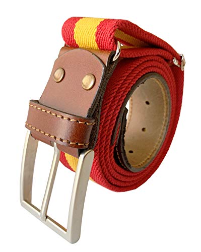 LEGADO Herren-Gürtel und Armband mit spanischer Flagge, elastischer Gürtel mit braunem Leder, Ubrique Leder wie unsere Geldbörsen und Accessoires., Spanien-Flagge, One size von LEGADO