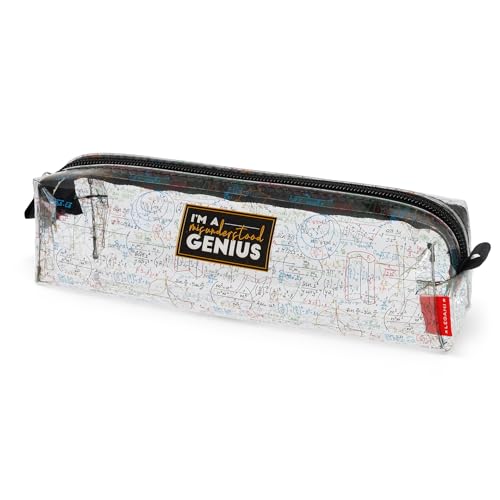 Legami - Durchsichtiges Federmäppchen, Pencil Case für Bleistifte, Textmarker, Stifthalter für Kinder, Jugendliche und Erwachsene, Reißverschluss, Größe 19,5 x 5,5 x 5,5 cm, Thema Genius, Weiß, Legami - Durchsichtiges Federmäppchen, Pencil Case für Bleistifte, Textmarker, Stifthalter für Kinder, Jugendliche und Erwachsene, Reißverschluss, Größe 19,5 x 5,5 x 5,5 cm, Thema Genius, Weiß, von LEGAMI