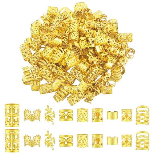 LEGENTLISUR 140 Stück Goldene Haarperlen Haarschmuck Zopfzubehör für Zöpfe Zöpfe Und Extensions Styling Tools für Männer Und Frauen von LEGENTLISUR
