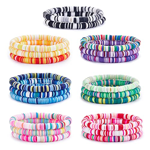 LEGENTLISUR 20 Stück Preppy Armbänder Set Freundschaftsarmband Handgefertigte Surfer Armbänder Basic Stretch Bracelets Armband mit Heisi Perlen Bohemian Sommer Strand Schmuck für Frauen Mädchen von LEGENTLISUR