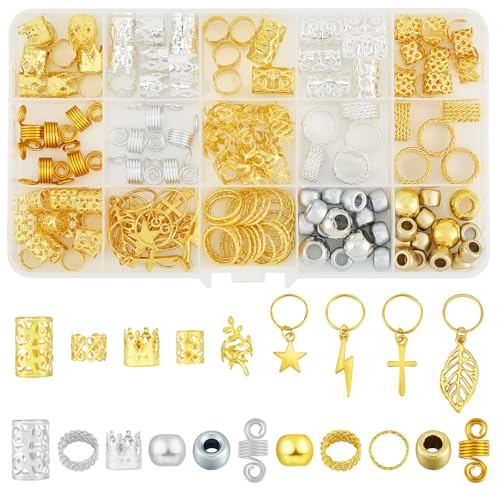 LEGENTLISUR 200 Stück Goldene Haarperlen Haarschmuck Zopfzubehör für Zöpfe Zöpfe Und Extensions Styling Tools für Männer Und Frauen von LEGENTLISUR