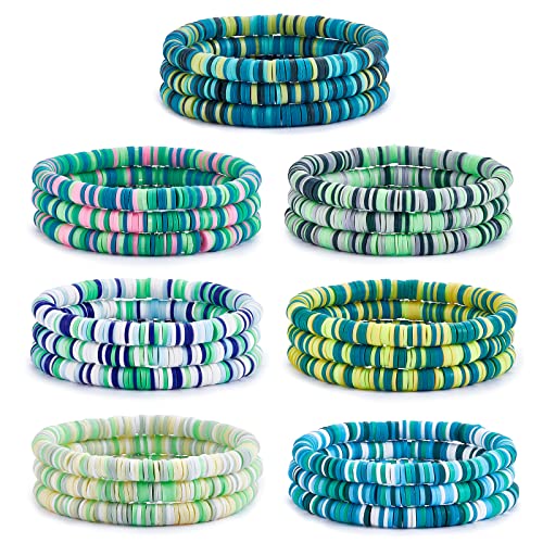 LEGENTLISUR 21 Stück Preppy Armbänder Set Freundschaftsarmband Handgefertigte Surfer Armbänder Basic Stretch Bracelets Armband mit Heisi Perlen Bohemian Sommer Strand Schmuck für Frauen Mädchen von LEGENTLISUR