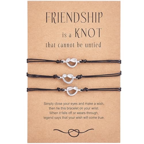 LEGENTLISUR 3 Stück Armband Damen Freundschaftsarmbänder Best Friend Armband Verstellbares Armband Geeignet für Beste Freunde Geschenk Paargeschenk Mutter-Tochter-Geschenk von LEGENTLISUR