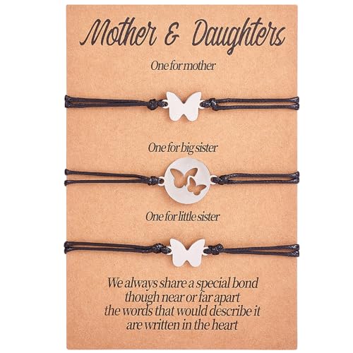 LEGENTLISUR 3 Stück Armband Damen Freundschaftsarmbänder Best Friend Armband Verstellbares Armband Geeignet für Beste Freunde Geschenk Paargeschenk Mutter-Tochter-Geschenk von LEGENTLISUR