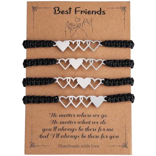 LEGENTLISUR 4 Stück Freundschaftsarmband Herz Silber Beste Freundschaft Armband Entfernung Übereinstimmun Beziehung armbänder Edelstahl Armbänder Armband Damen für Mädchen Damen Schwestern Bff von LEGENTLISUR