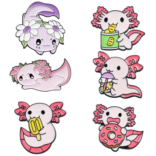 LEGENTLISUR 6 Stück Emaille Brosche Aus Legierung Tier Emaille Pin Cartoon Emailbrosche Geeignet Für Rucksäcke Kleidung Hüte Accessoires Abzeichen Und Geschenke（Mexikanischer Salamander） von LEGENTLISUR