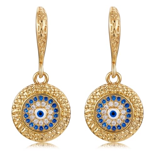 LEGENTLISUR Böser Blick Ohrringe Gold Hängend Tropfen mit 3A Zirkonia Hypoallergene 18 Karat Gold Ohrringe Damen für Frauen Mädchen von LEGENTLISUR
