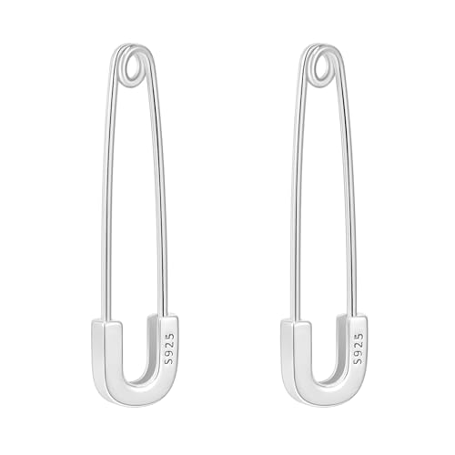 LEGENTLISUR Büroklammer-Ohrringe Silber 925 Damen Creolen Personalisierte Sicherheitsnadel Ohrringe Knorpel Ohrringe Ohrstecker Silber 925 Damen Geschenke für Frauen Damen Mädchen 30mm von LEGENTLISUR