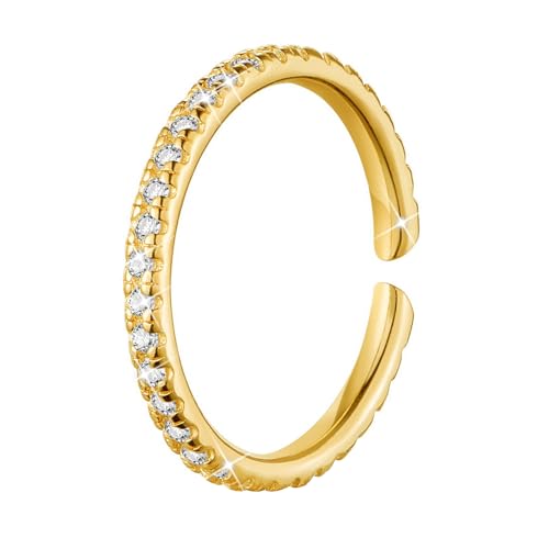 LEGENTLISUR Damenringe Verstellbarer Ring Zirkonring Einfache Eheringe Verlobungsringe Damenschmuck(Golden) von LEGENTLISUR
