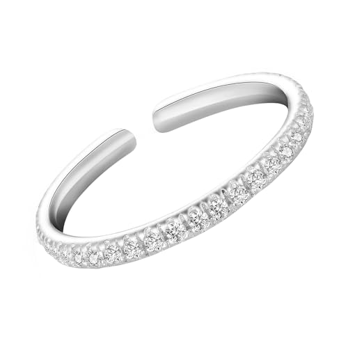 LEGENTLISUR Damenringe Verstellbarer Ring Zirkonring Einfache Eheringe Verlobungsringe Damenschmuck(Platingold) von LEGENTLISUR