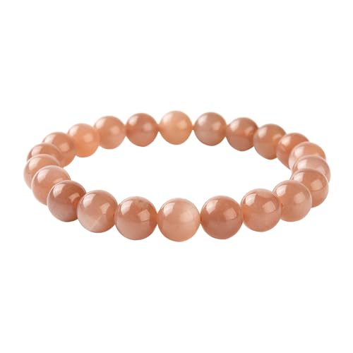 LEGENTLISUR Edelstein Perlenarmband 8mm Perlen Edelstein Armbänder Sonnenstein Armband Naturstein Stretch-Armband Damen Schmuck Paar/Freundschafts/Partner Armbänder von LEGENTLISUR