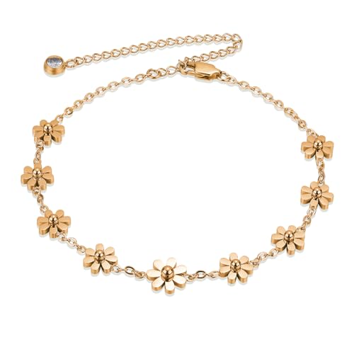 LEGENTLISUR Fußkettchen für Damen Armband Damen Gänseblümchen Fußkettchen Verstellbares Fußkettchen Strandschmuck Feiner Schmuck Geschenk von LEGENTLISUR