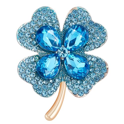 LEGENTLISUR Gold Brosche Damen Brosche Zirkonia Kristalle Damen Brosche Kleeblatt Niedlich Elegante Schmuck für Frauen und Mädchen(Schwarz) von LEGENTLISUR