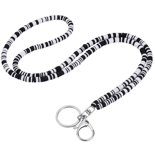 LEGENTLISUR Perlen Lanyard mit ID Kartenhalter Lanyards für Frauen Lanyard mit ID Kartenhalter Lanyard mit ID Kartenhalter Set Niedlich Abzeichen für Lehrer Damen Geschenk (Schwarz) von LEGENTLISUR