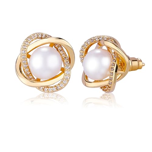 LEGENTLISUR Perlenblumenohrringe Damenohrringe Barocke Ohrringe Natürliche Perlenohrringe Schönes Geschenk für Frauen Verliebte Mütter und Freunde (Gold) von LEGENTLISUR