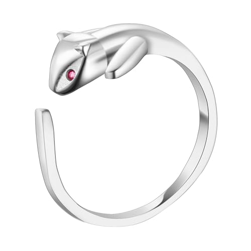 LEGENTLISUR Ringe Frauen 925 Silber Ringe Verstellbarer Ring Niedlicher Katzenring Offener Tier-einfacher Personalisierter Ring Stapelring Modisches Geschenk für Frauen(Silber) von LEGENTLISUR