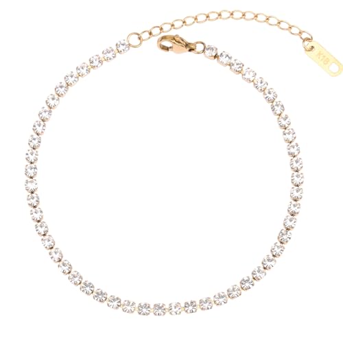 LEGITTA 3MM Damen Tennis Fußkettchen Einstellbare Knöchel Kette Zirkon Classic bänder Minimalist Freund Fußschmuck Titanstahl Schmuck Geschenk für Frauen und Mädchen LEGITTA 3MM Damen Tennis Fußkettchen Einstellbare Knöchel Kette Zirkon Classic bänder Minimalist Freund Fußschmuck Titanstahl Schmuck Geschenk für Frauen und Mädchen von LEGITTA