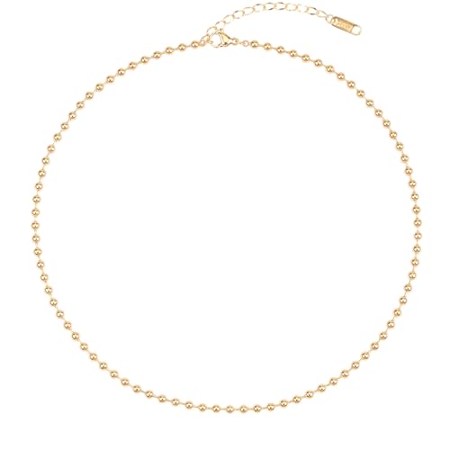 LEGITTA Damen 3MM Rund Bead Minimalist Halskette 18k vergoldet Filigrane Classic Basic Beaded Kette Geschenk für Frauen und Mädchen LEGITTA Damen 3MM Rund Bead Minimalist Halskette 18k vergoldet Filigrane Classic Basic Beaded Kette Geschenk für Frauen und Mädchen von LEGITTA