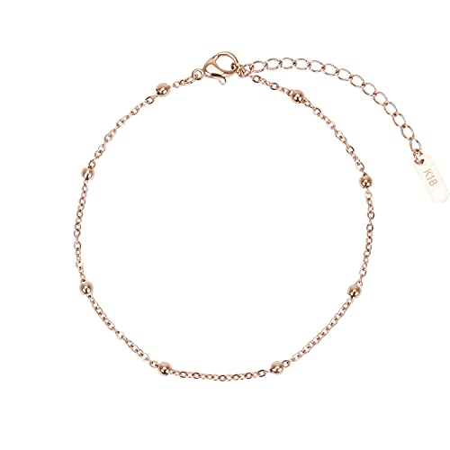 LEGITTA Damen Edelstahl Rosegold Fußspange Basic Fußkette Klassische Fußkettchen Zarte Knöchel Kette Boho Armband mit Ball Bead LEGITTA Damen Edelstahl Rosegold Fußspange Basic Fußkette Klassische Fußkettchen Zarte Knöchel Kette Boho Armband mit Ball Bead von LEGITTA