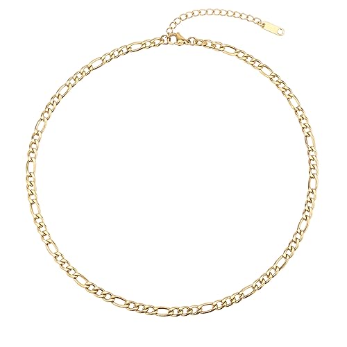 LEGITTA Damen Figaro Kette Halskette Curb Choker Figarokette in Gold Edelstahl Titan Geschenk Schmuck für Frauen Mädchen LEGITTA Damen Figaro Kette Halskette Curb Choker Figarokette in Gold Edelstahl Titan Geschenk Schmuck für Frauen Mädchen von LEGITTA