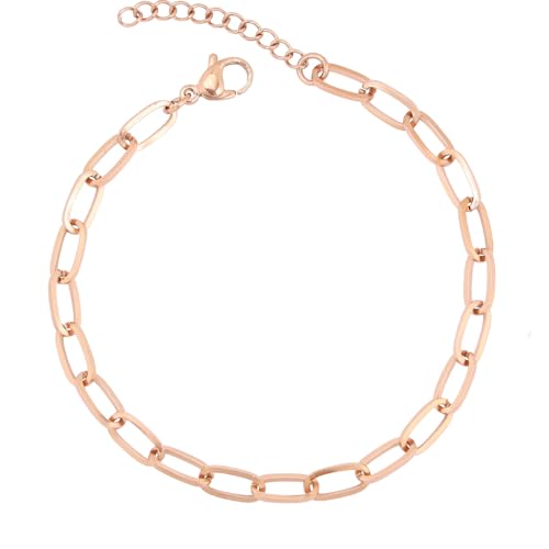 LEGITTA Damen Gliederkette Rosegold Armband Basic Kette Klassisch Armbänder Zarte Gliedrige Armkette aus Edelstahl Geschenkschmuck für Frauen Mädchen von LEGITTA