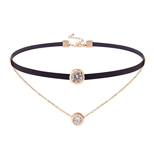 LEGITTA Damen Layered Choker Kette Classic Stretch Samt Gothic Tattoo Velvet Collier Halsband Zirkon Anhänger Halskette für Frauen und Mädchen LEGITTA Damen Layered Choker Kette Classic Stretch Samt Gothic Tattoo Velvet Collier Halsband Zirkon Anhänger Halskette für Frauen und Mädchen von LEGITTA