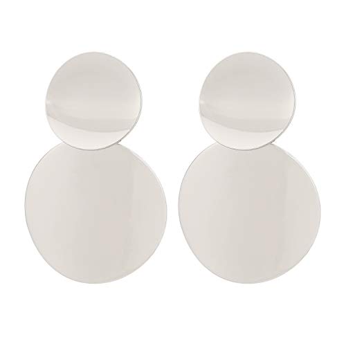 Legitta Damen Kreis Statement Ohrringe mit Runde Anhänger Disc Plättchen Ohrstecker Ohrschmuck Silber Geburtstag Geschenk Schmuckk für Frauen Mädchen von LEGITTA