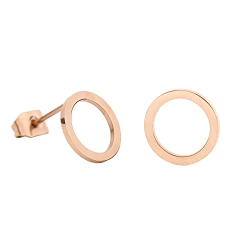 Legitta Damen Offen Kreis Ohrringe in Rosegold Minimal Delicate Runde Feine Ohrstecker Edelstahlschmuck Filigrane Kugelohrringe Für Frauen Mädchen von LEGITTA