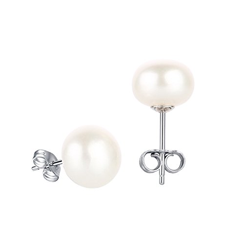 Legitta Schmuck Damen Ohrstecker Perlenohrringe S925 Sterling Silber Süßwasser Perlen ca.8-8.5mm Weiß Button Perle Ohrring-EA0009 Legitta Schmuck Damen Ohrstecker Perlenohrringe S925 Sterling Silber Süßwasser Perlen ca.8-8.5mm Weiß Button Perle Ohrring-EA0009 von LEGITTA