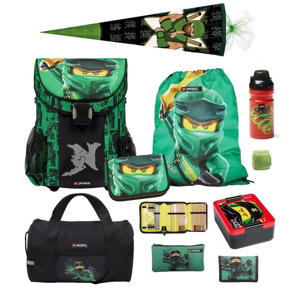 LEGO® Bags Schulranzen Easy (Set, 10-tlg., inkl. Sporttasche und Ninja Schultüte / Zuckertüte), Lego Ninjago GOLDEN POWER grüner Ninja Lloyd von LEGO® Bags