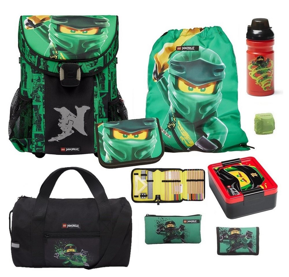 LEGO® Bags Schulranzen Easy (Set, 9-tlg., inkl. Federmappe und Sporttasche), Lego Ninjago GOLDEN POWER grüner Ninja Lloyd von LEGO® Bags