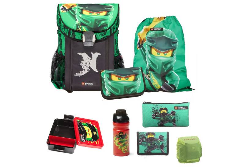 LEGO® Bags Schulranzen Lego Ninjago Einschulungs-Set "Easy" mit Brotdose und Trinkflasche (Set, 8-tlg., mit Brotdose und Trinkflasche), ab der 1. Klasse, Ultra-Leicht, 16L Volumen, wasserabweisend von LEGO® Bags