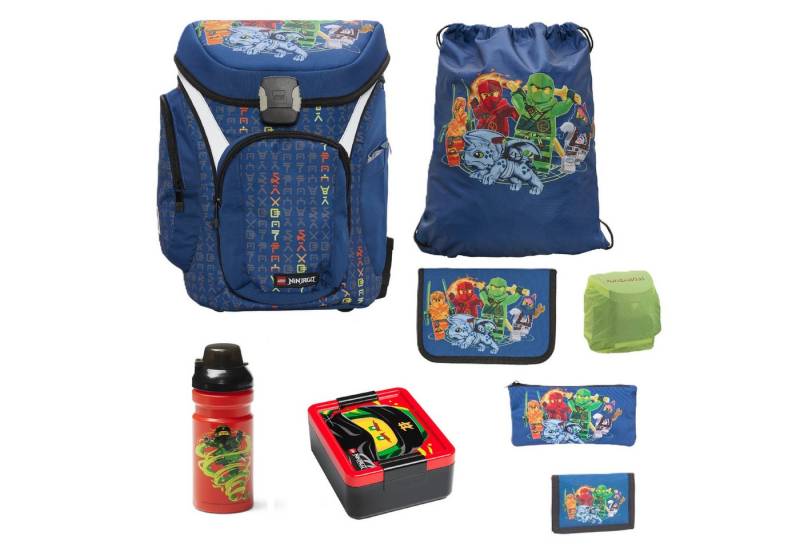 LEGO® Bags Schulranzen Lego Ninjago Einschulungs-Set "Explorer" mit Dose und Flasche (Set, 8-tlg., mit Brotdose und Trinkflasche), ab der 1. Klasse, Ergonomisch, 16L Volumen, wasserabweisend von LEGO® Bags