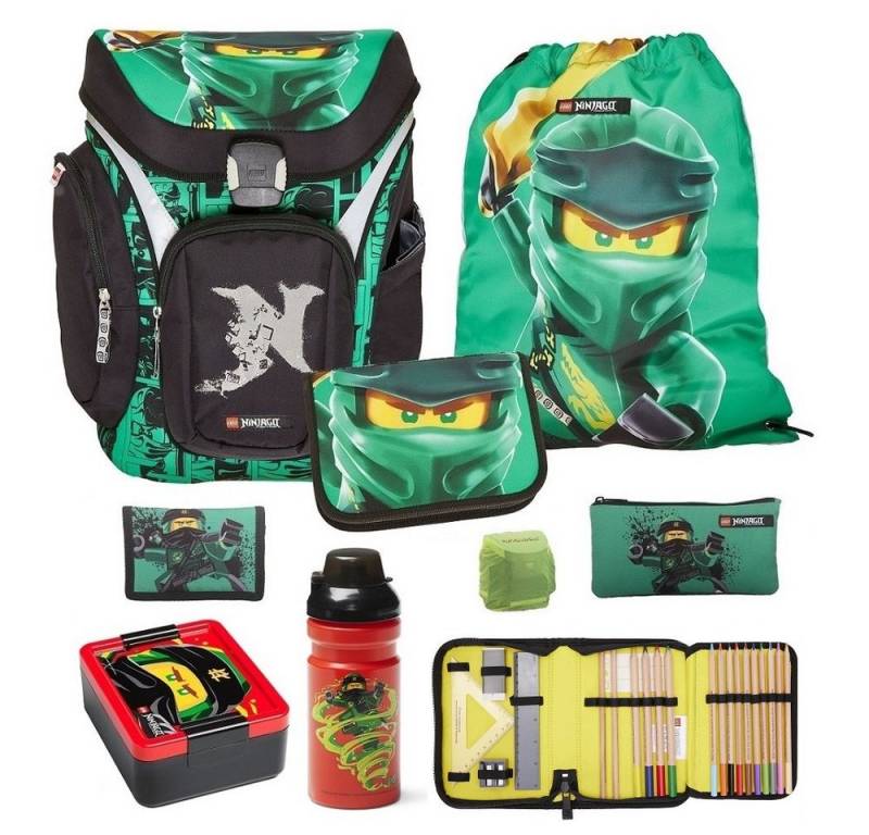 LEGO® Bags Schulranzen Lego Ninjago Einschulungs-Set "Explorer" mit Dose und Flasche (Set, 8-tlg., mit Dose und Flasche), ab der 1. Klasse, Ergonomisch, 16L Volumen, wasserabweisend von LEGO® Bags