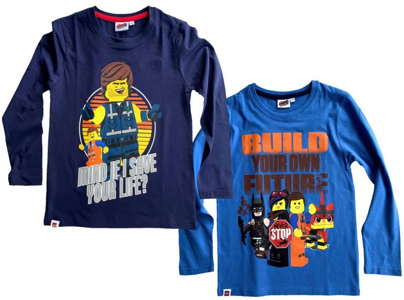 LEGO® kidswear Langarmshirt 2x Lego Movie Langarm T-Shirt Blau Jungen Sweatshirt Doppelpack von LEGO® kidswear